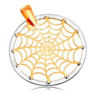 Zlatý 14K přívěsek - pavučina v kontuře kruhu, žluté a bílé zlato GG204.31