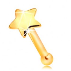 Zlatý 585 piercing do nosu - malá lesklá hvězdička, rovný tvar GG207.04