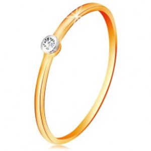 Zlatý dvoubarevný prsten 585 - čirý zirkon v kruhové objímce, tenká ramena GG202.01/08/202.55/58