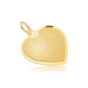 Zlatý přívěsek 585 - pravidelné srdce se saténovým povrchem, zkosená obruba GG30.05