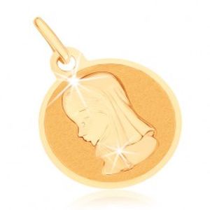Zlatý přívěsek 375 - kruhový plochý medailon, Panna Marie GG70.09