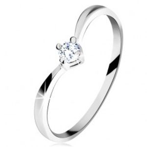 Zlatý prsten 585 - lesklá zahnutá ramena, blýskavý broušený diamant čiré barvy BT153.65/69/500.30/31/503.13/14