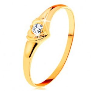 Zlatý prsten 585 - blýskavé srdíčko se vsazeným kulatým zirkonem GG157.32/38