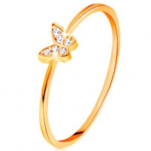 Zlatý prsten 585 - motýlek zdobený kulatými čirými zirkony GG135.05/22/26