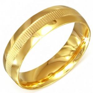 Zlatý prsten z chirurgické oceli s vroubkovaným pásem BB3.19